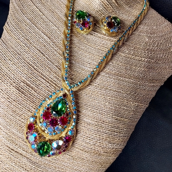 Vintage JULIANNA Gold and Multicolor Costume Necklace Set